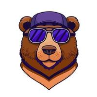 ilustración del concepto de logotipo de cabeza de oso salvaje para icono de mascota o póster vector