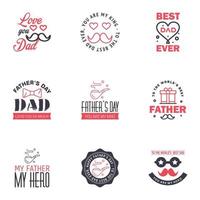 Happy fathers day 9 Black and Pink Typography Fathers day background design Fathers day greeting card Editable Vector Design Elements