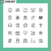 Set of 25 Vector Lines on Grid for holiday day play calendar space Editable Vector Design Elements