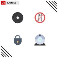 Set of 4 Commercial Flat Icons pack for devices lock laptop ramadan security Editable Vector Design Elements