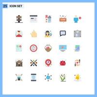 25 Universal Flat Color Signs Symbols of body shopping bookmark board report Editable Vector Design Elements