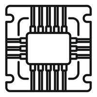 vector de contorno de icono de cpu de hardware. circuito de chip