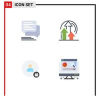 User Interface Pack of 4 Basic Flat Icons of chat follow sms method tweet Editable Vector Design Elements