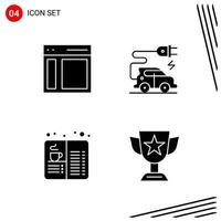 Collection of 4 Vector Icons in solid style Pixle Perfect Glyph Symbols for Web and Mobile Solid Icon Signs on White Background 4 Icons