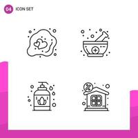 conjunto de iconos de contorno paquete de 4 iconos de línea aislados en fondo blanco para diseño de sitio web receptivo aplicaciones móviles e impresas vector