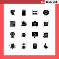 16 Universal Solid Glyphs Set for Web and Mobile Applications alert education construction calculate love Editable Vector Design Elements