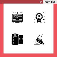 Thematic Vector Solid Glyphs and Editable Symbols of computer bathroom screen badge toilet Editable Vector Design Elements