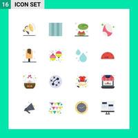 Mobile Interface Flat Color Set of 16 Pictograms of instrument summer birthday ice cold Editable Pack of Creative Vector Design Elements