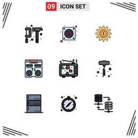 Set of 9 Modern UI Icons Symbols Signs for love mixer gear deck cd Editable Vector Design Elements