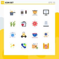 Set of 16 Modern UI Icons Symbols Signs for bamboo stream business display success Editable Pack of Creative Vector Design Elements