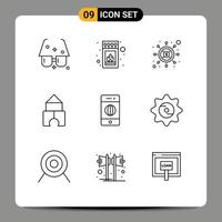 9 Outline concept for Websites Mobile and Apps electronics toy stick constructor dollar Editable Vector Design Elements