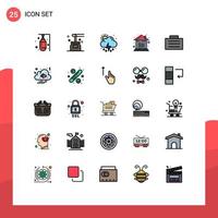 25 User Interface Filled line Flat Color Pack of modern Signs and Symbols of setting laptop spa house sun Editable Vector Design Elements