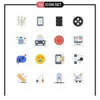 Flat Color Pack of 16 Universal Symbols of car food tires baby roll Editable Pack of Creative Vector Design Elements