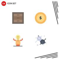 Universal Icon Symbols Group of 4 Modern Flat Icons of boxes man interior finance potential Editable Vector Design Elements