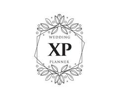 colección de logotipos de monogramas de boda con letras iniciales xp, plantillas florales y minimalistas modernas dibujadas a mano para tarjetas de invitación, guardar la fecha, identidad elegante para restaurante, boutique, café en vectores