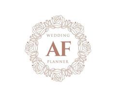 colección de logotipos de monograma de boda con letras iniciales af, plantillas florales y minimalistas modernas dibujadas a mano para tarjetas de invitación, guardar la fecha, identidad elegante para restaurante, boutique, café en vector