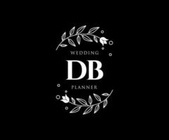 DB Initials letter Wedding monogram logos collection, hand drawn modern minimalistic and floral templates for Invitation cards, Save the Date, elegant identity for restaurant, boutique, cafe in vector