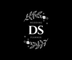 colección de logotipos de monograma de boda con letras iniciales ds, plantillas florales y minimalistas modernas dibujadas a mano para tarjetas de invitación, guardar la fecha, identidad elegante para restaurante, boutique, café en vector