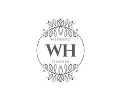 WH Initials letter Wedding monogram logos collection, hand drawn modern minimalistic and floral templates for Invitation cards, Save the Date, elegant identity for restaurant, boutique, cafe in vector