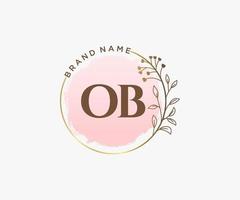 Initial OB feminine logo. Usable for Nature, Salon, Spa, Cosmetic and Beauty Logos. Flat Vector Logo Design Template Element.