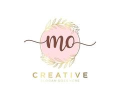 Initial MO feminine logo. Usable for Nature, Salon, Spa, Cosmetic and Beauty Logos. Flat Vector Logo Design Template Element.