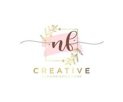 Initial NF feminine logo. Usable for Nature, Salon, Spa, Cosmetic and Beauty Logos. Flat Vector Logo Design Template Element.