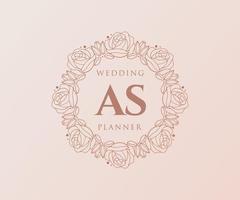 como colección de logotipos de monograma de boda con letras iniciales, plantillas florales y minimalistas modernas dibujadas a mano para tarjetas de invitación, guardar la fecha, identidad elegante para restaurante, boutique, café en vector