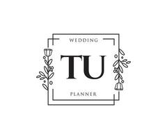 Initial TU feminine logo. Usable for Nature, Salon, Spa, Cosmetic and Beauty Logos. Flat Vector Logo Design Template Element.