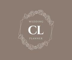 colección de logotipos de monograma de boda con letras iniciales cl, plantillas florales y minimalistas modernas dibujadas a mano para tarjetas de invitación, guardar la fecha, identidad elegante para restaurante, boutique, café en vector