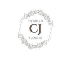 colección de logotipos de monograma de boda con letras iniciales cj, plantillas florales y minimalistas modernas dibujadas a mano para tarjetas de invitación, guardar la fecha, identidad elegante para restaurante, boutique, café en vector