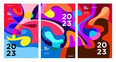 New year 2023 design template with fluid colorful abstract background vector