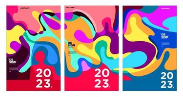 New year 2023 design template with fluid colorful abstract background vector