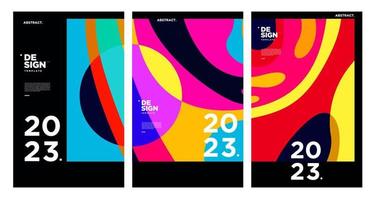 New year 2023 design template with fluid colorful abstract background vector