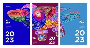 New year 2023 design template with fluid colorful abstract background vector