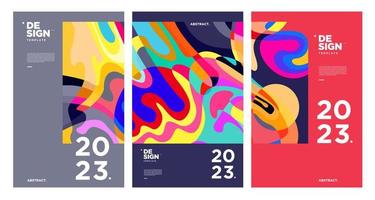 New year 2023 design template with fluid colorful abstract background vector