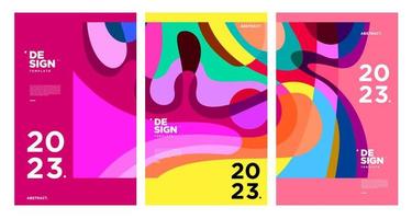 New year 2023 design template with fluid colorful abstract background vector