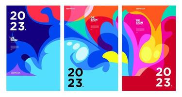 New year 2023 design template with fluid colorful abstract background vector