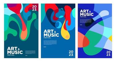 cartel del festival de música y arte colorido de verano y plantilla de portada 2023 vector