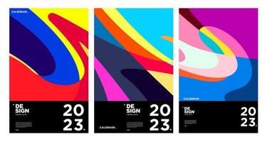 New year 2023 calendar design template with geometric colorful abstract. Vector calendar design.