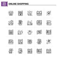 25 conjunto de iconos de compras en línea antecedentes vectoriales vector