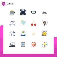 Pack of 16 Modern Flat Colors Signs and Symbols for Web Print Media such as plumbing mechanical playstation tree hill Editable Pack of Creative Vector Design Elements