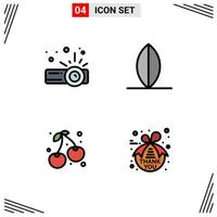 Modern Set of 4 Filledline Flat Colors Pictograph of device farming sport berry thank Editable Vector Design Elements