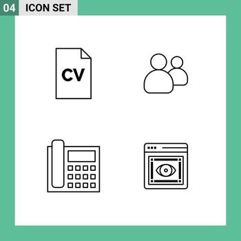 Pictogram Set of 4 Simple Filledline Flat Colors of cv communication science users contact us Editable Vector Design Elements