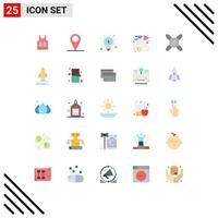 Flat Color Pack of 25 Universal Symbols of launch cooler money goal achieving Editable Vector Design Elements