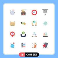 Group of 16 Flat Colors Signs and Symbols for code bar code grade bar money Editable Pack of Creative Vector Design Elements