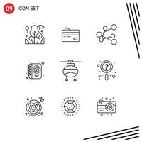 Stock Vector Icon Pack of 9 Line Signs and Symbols for writing heart finance diary link Editable Vector Design Elements