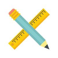 Crossed pencil ruler icon flat isolated vector