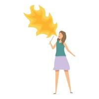 Mouth fakir show icon cartoon vector. Fire show vector