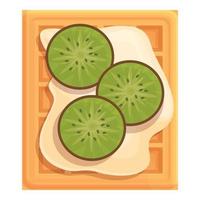 Kiwi belgian food icon cartoon vector. Waffle fruit vector