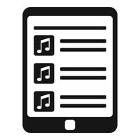 vector simple de icono de lista de reproducción de tableta. aplicación de lista de canciones